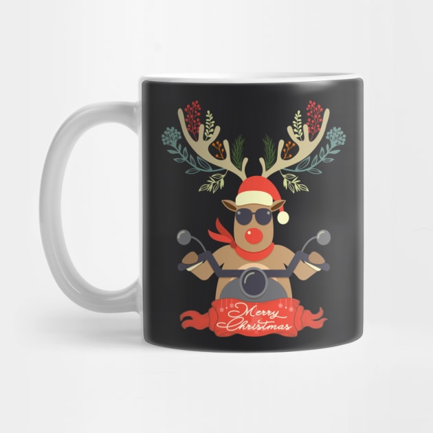 Merry Bikemas, Oh what Fun It is to ride, Funny Reindeer Riding Motor Bike, Ride or Die Cyclist Deer Bicycling Motorcycles Merry Christmas Cyclist Motorbiker design by BicycleStuff